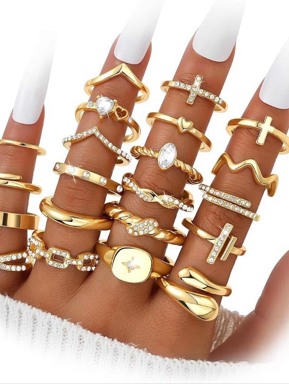 Gold Stackable Rings Set Gold Plated